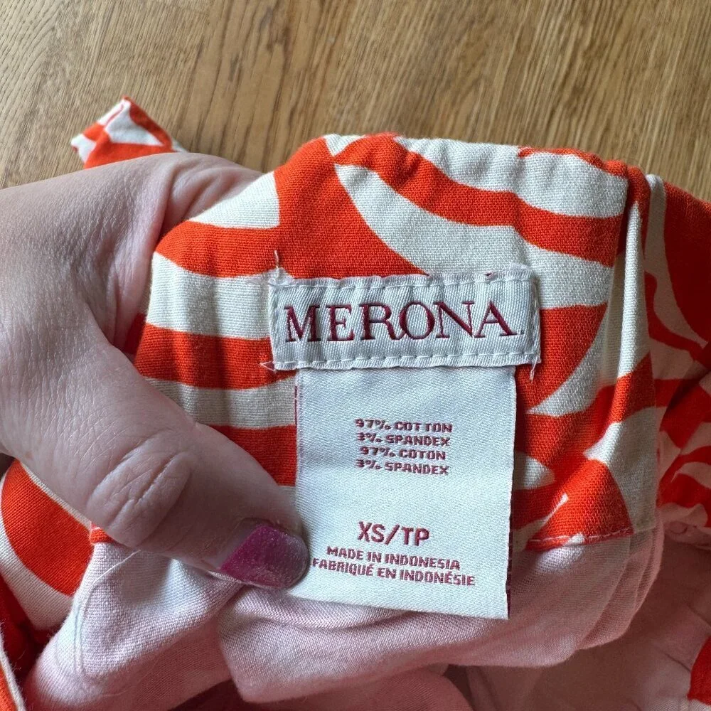 Merona Orange White Patterned Skirt Size XS